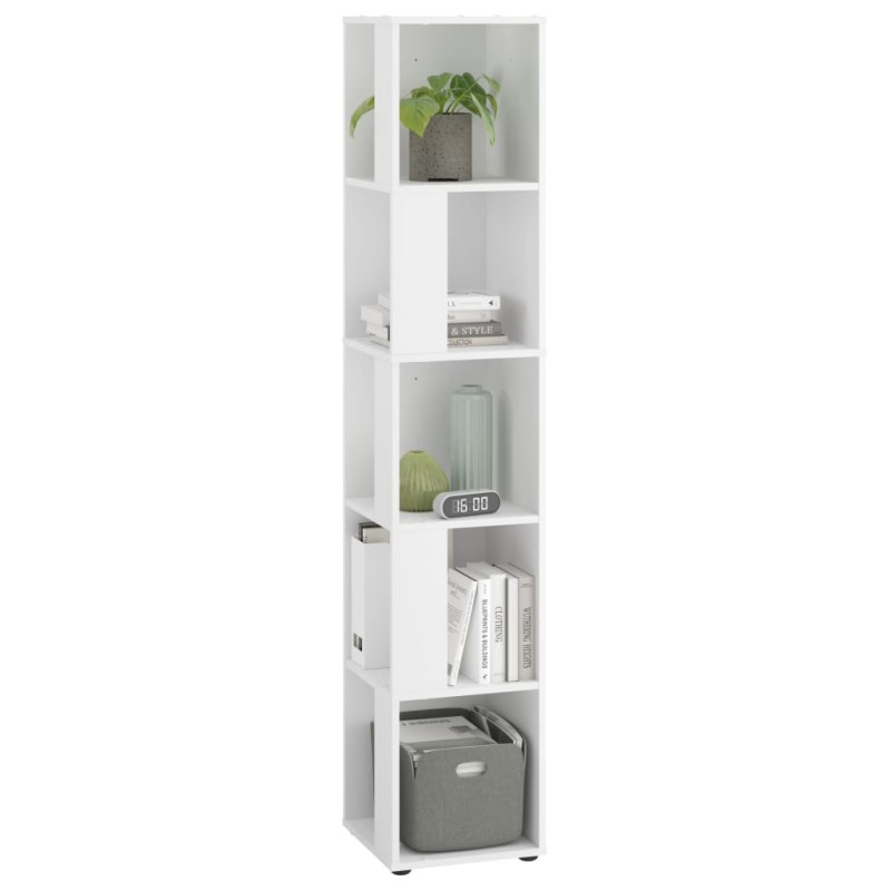 FMD Estantería de esquina con 10 compartimentos laterales blanco FMD Estantería de esquina con 10 compartimentos laterales blanco