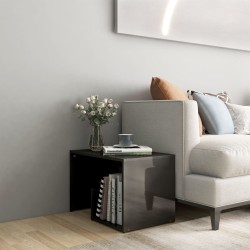 vidaXL Mesa auxiliar madera contrachapada gris brillante 59x36x38 cm