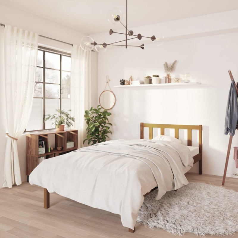 vidaXL Estructura de cama madera maciza pino marrón miel 100x200 cm vidaXL Estructura de cama madera maciza pino marrón miel 100x200 cm