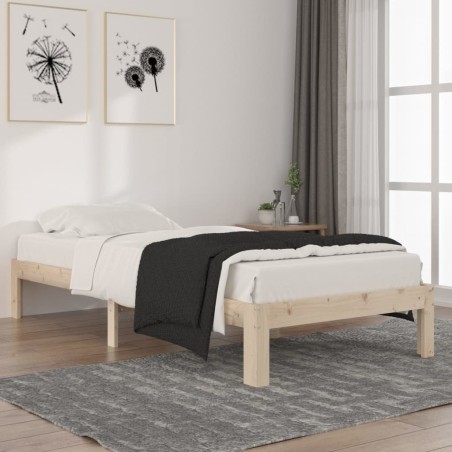 vidaXL Estructura de cama de madera maciza de pino 90x200 cm