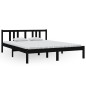 vidaXL Estructura de cama madera maciza negro tamaño king 150x200 cm vidaXL Estructura de cama madera maciza negro tamaño king 150x200 cm