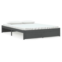 vidaXL Estructura de cama madera maciza gris tamaño king 150x200 cm