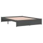 vidaXL Estructura de cama madera maciza gris tamaño king 150x200 cm