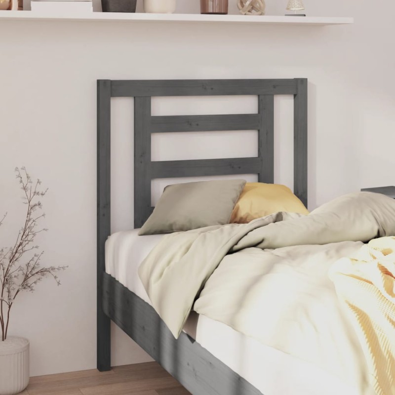 vidaXL Cabecero de cama madera maciza de pino gris 81x4x100 cm