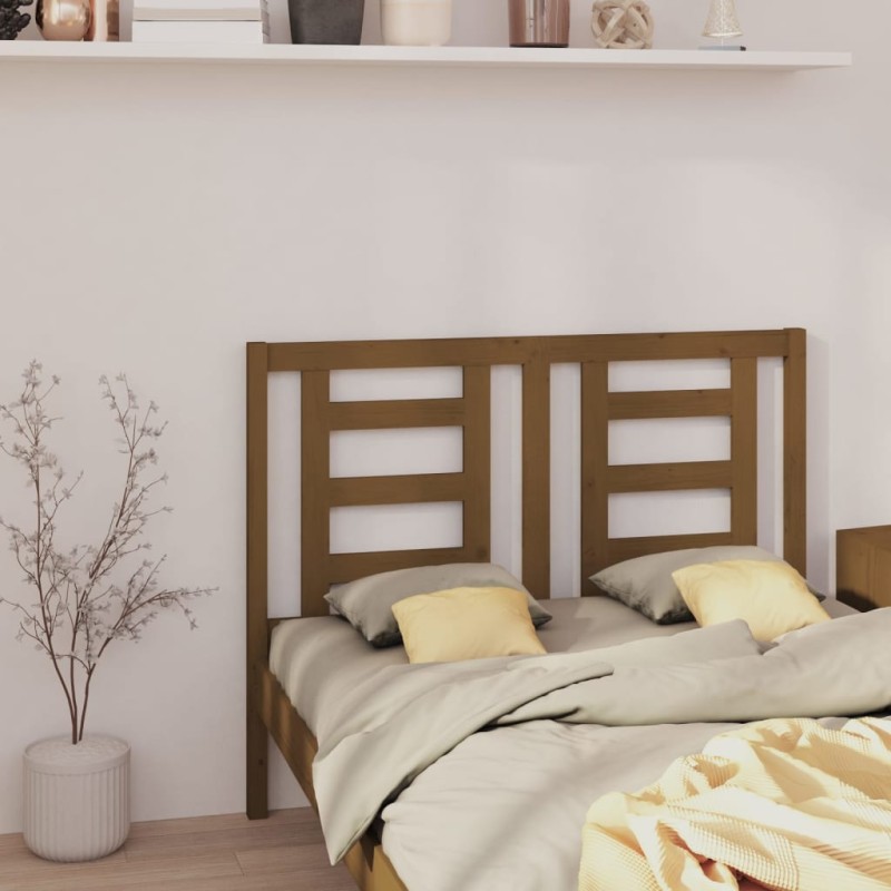 vidaXL Cabecero de cama madera maciza de pino marrón miel 141x4x100 cm vidaXL Cabecero de cama madera maciza de pino marrón miel 141x4x100 cm