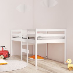 vidaXL Cama alta blanca madera maciza pino 90x200 cm