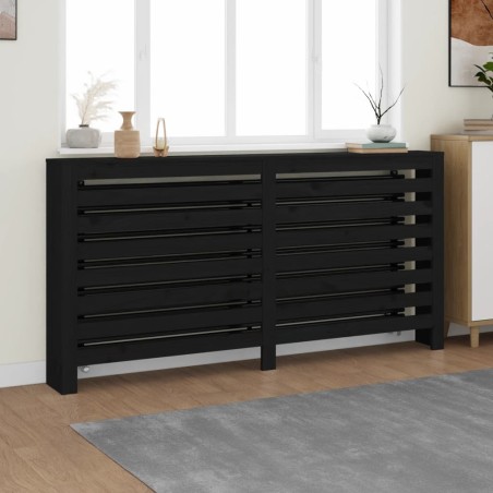 vidaXL Cubierta de radiador madera maciza de pino negro 169x19x84 cm