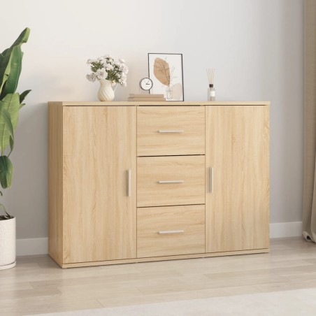 vidaXL Aparador de madera contrachapada roble Sonoma 91x29,5x65 cm