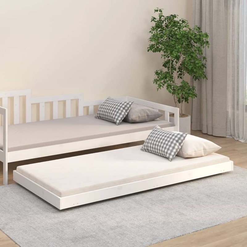 vidaXL Estructura de cama madera maciza de pino blanco 75x190 cm vidaXL Estructura de cama madera maciza de pino blanco 75x190 cm