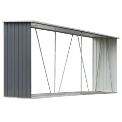 vidaXL Casetilla para leña acero galvanizado gris 330x84x152 cm 