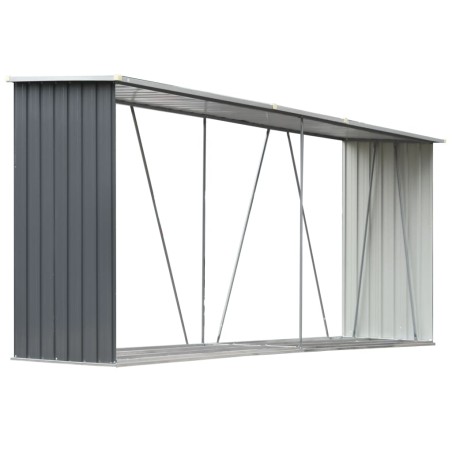 vidaXL Casetilla para leña acero galvanizado gris 330x84x152 cm 