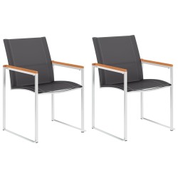 vidaXL Sillas de jardín 2 unidades textilene y acero inoxidable gris