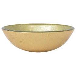 vidaXL Lavabo de vidrio templado dorado 42 cm