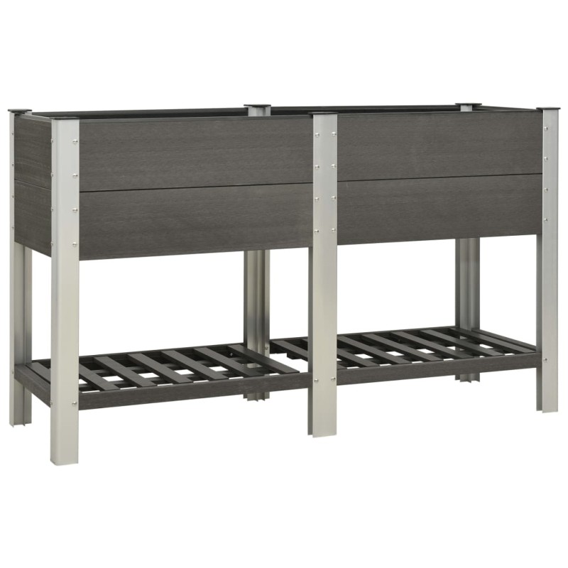 vidaXL Mesa de cultivo para jardín con estante WPC gris 150x50x90 cm