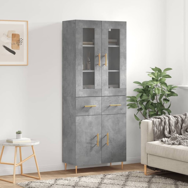 vidaXL Aparador alto madera contrachapada gris hormigón 69,5x34x180 cm vidaXL Aparador alto madera contrachapada gris hormigón 69,5x34x180 cm
