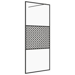 vidaXL Mampara ducha accesible vidrio ESG transparente negro 115x195cm