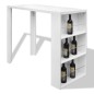 vidaXL Mesa alta de cocina con estantes para botellas blanca brillante 