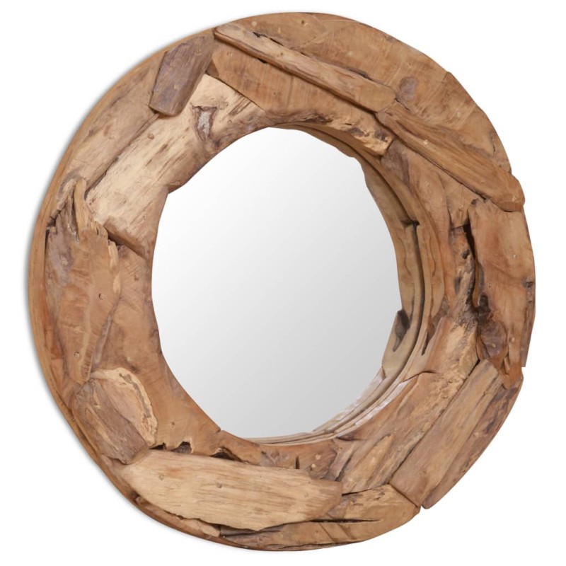 vidaXL Espejo decorativo de teca 60 cm redondo vidaXL Espejo decorativo de teca 60 cm redondo