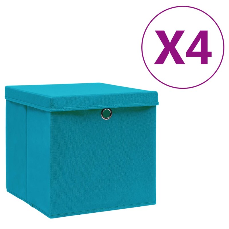 vidaXL Cajas de almacenaje con tapas 4 uds azul bebé 28x28x28 cm vidaXL Cajas de almacenaje con tapas 4 uds azul bebé 28x28x28 cm