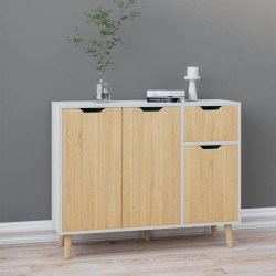 vidaXL Aparador madera de ingeniería blanco y roble Sonoma 90x30x72 cm