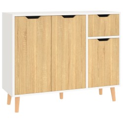 vidaXL Aparador madera de ingeniería blanco y roble Sonoma 90x30x72 cm