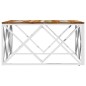 vidaXL Mesa de centro acero inoxidable y madera reciclada plateada