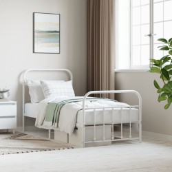 vidaXL Estructura cama metal con cabecero y pie cama blanca 80x200 cm