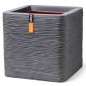Capi Maceta Nature Rib cuadrado gris oscuro 30x30x30 cm Capi Maceta Nature Rib cuadrado gris oscuro 30x30x30 cm