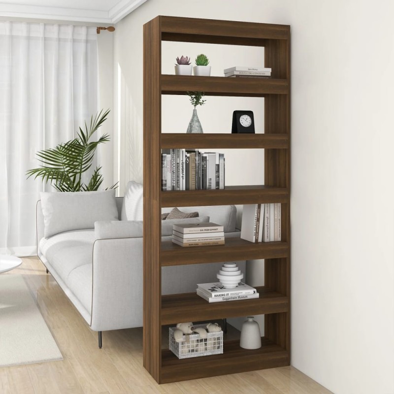 vidaXL Estantería/divisor madera ingeniería marrón roble 80x30x198 cm vidaXL Estantería/divisor madera ingeniería marrón roble 80x30x198 cm