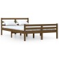 vidaXL Estructura de cama madera maciza marrón miel 135x190 cm vidaXL Estructura de cama madera maciza marrón miel 135x190 cm