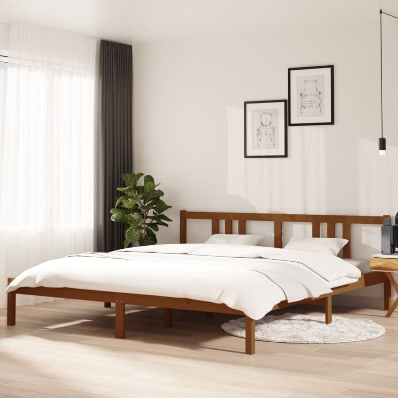 vidaXL Estructura de cama madera maciza marrón miel 180x200 cm vidaXL Estructura de cama madera maciza marrón miel 180x200 cm