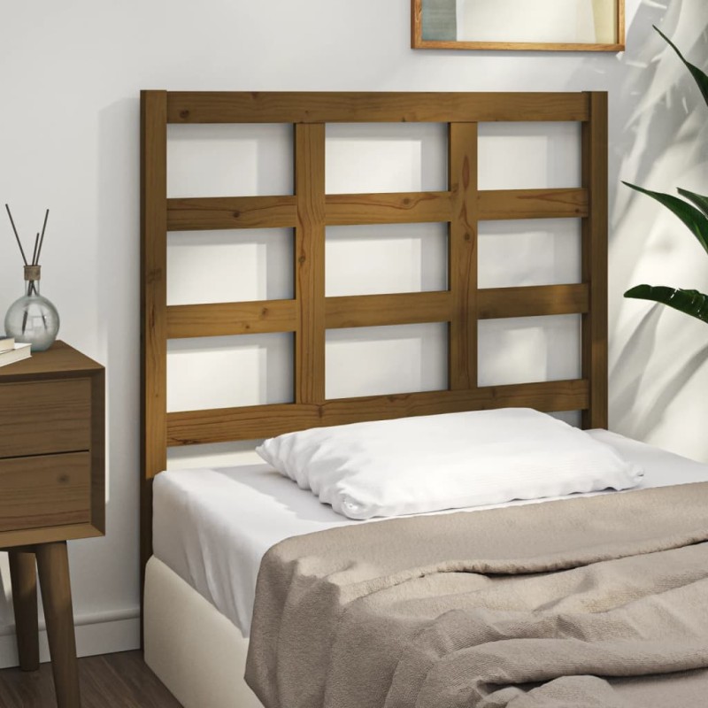 vidaXL Cabecero de cama madera maciza pino marrón miel 105,5x4x100 cm vidaXL Cabecero de cama madera maciza pino marrón miel 105,5x4x100 cm