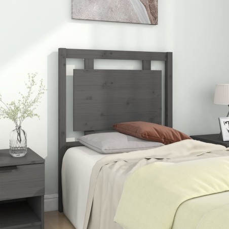 vidaXL Cabecero de cama madera maciza de pino gris 80,5x4x100 cm