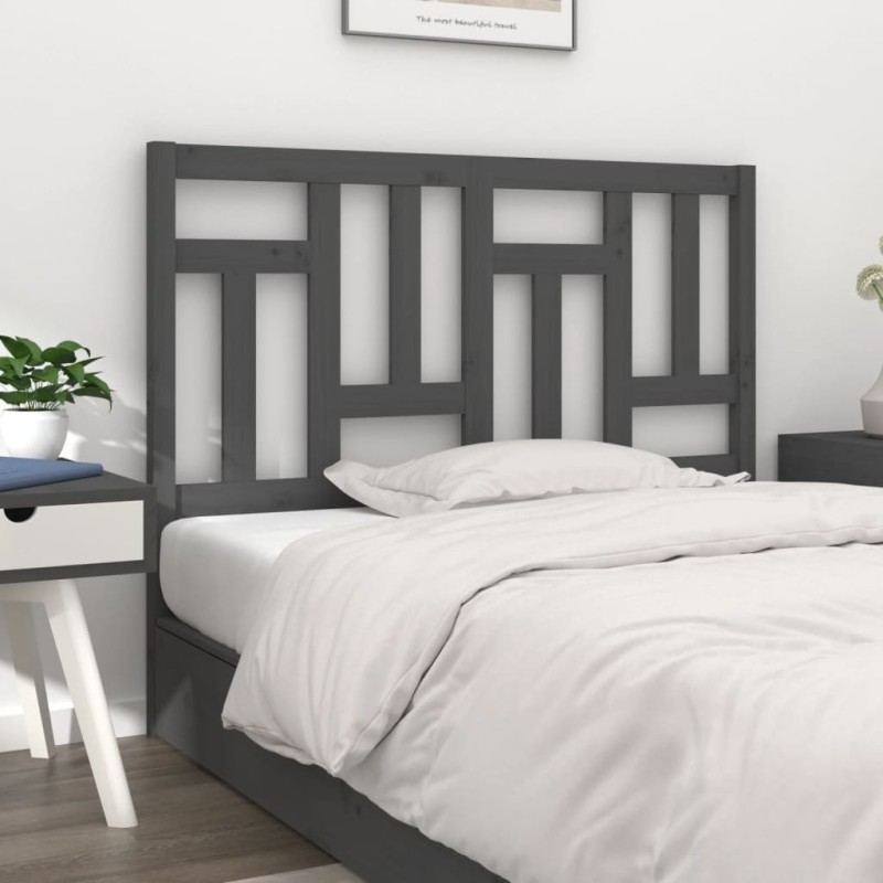 vidaXL Cabecero de cama madera maciza de pino gris 155,5x4x100 cm vidaXL Cabecero de cama madera maciza de pino gris 155,5x4x100 cm