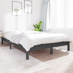 vidaXL Estructura de cama madera maciza de pino gris 180x200 cm