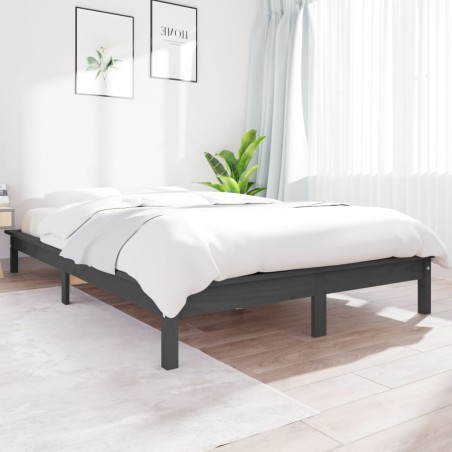vidaXL Estructura de cama madera maciza de pino gris 180x200 cm