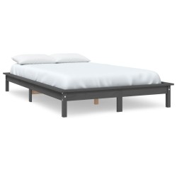vidaXL Estructura de cama madera maciza de pino gris 180x200 cm
