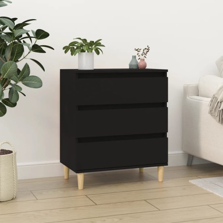 vidaXL Aparador de madera contrachapada negro 60x35x70 cm