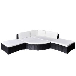 vidaXL Set muebles de jardín 6 piezas y cojines ratán sintético negro