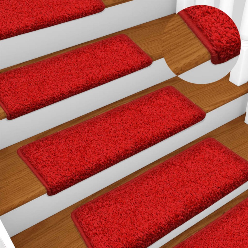 vidaXL Alfombrillas de escalera 10 unidades rojo 65x21x4 cm vidaXL Alfombrillas de escalera 10 unidades rojo 65x21x4 cm