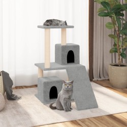 vidaXL Rascador para gatos con postes de sisal gris claro 82 cm