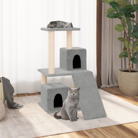 vidaXL Rascador para gatos con postes de sisal gris claro 82 cm