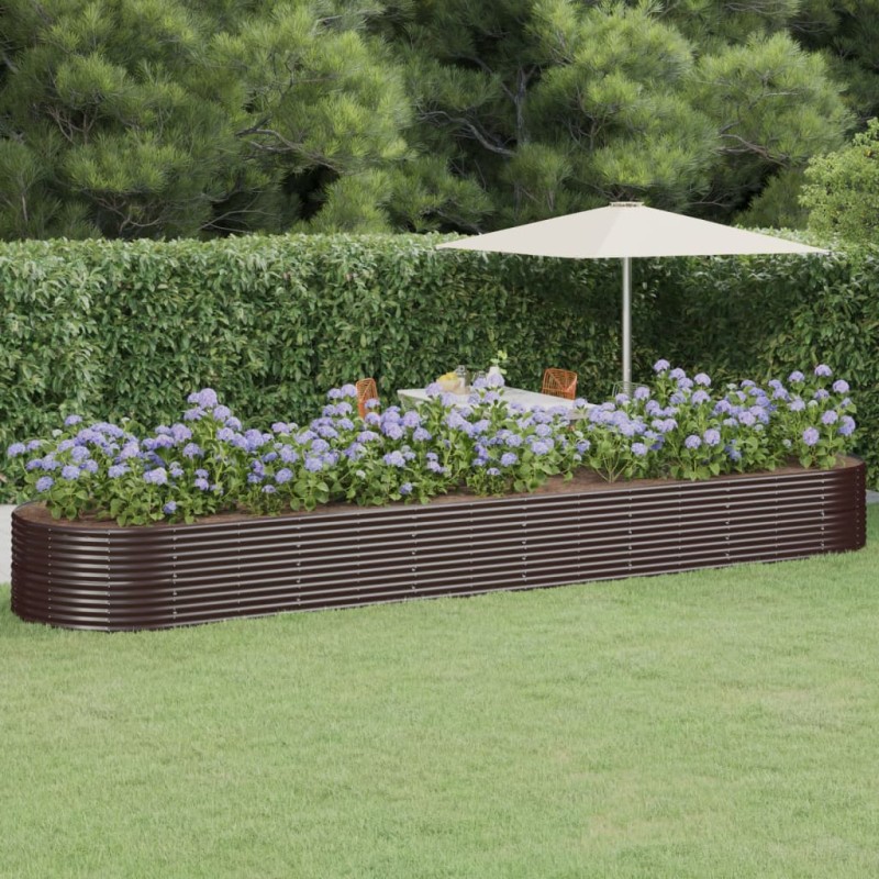 vidaXL Jardinera arriate acero recubrimiento polvo marrón 584x140x68cm vidaXL Jardinera arriate acero recubrimiento polvo marrón 584x140x68cm