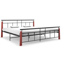 vidaXL Estructura de cama metal y madera maciza de roble 200x200 cm