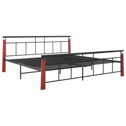 vidaXL Estructura de cama metal y madera maciza de roble 200x200 cm