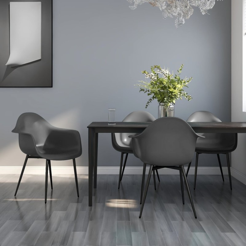 vidaXL Sillas de comedor 4 unidades gris PP vidaXL Sillas de comedor 4 unidades gris PP