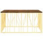vidaXL Mesa de centro acero inoxidable madera maciza reciclada dorado