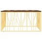 vidaXL Mesa de centro acero inoxidable madera maciza reciclada dorado