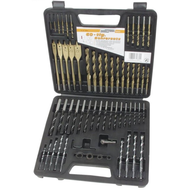 Brüder Mannesmann Juego de brocas para taladro de 60 piezas 59860 Brüder Mannesmann Juego de brocas para taladro de 60 piezas 59860