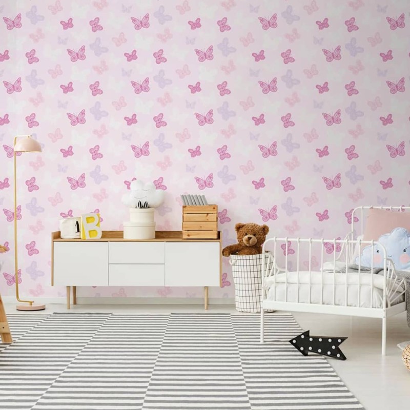 Noordwand Papel de pared Kids @ Home Butterfly rosa
